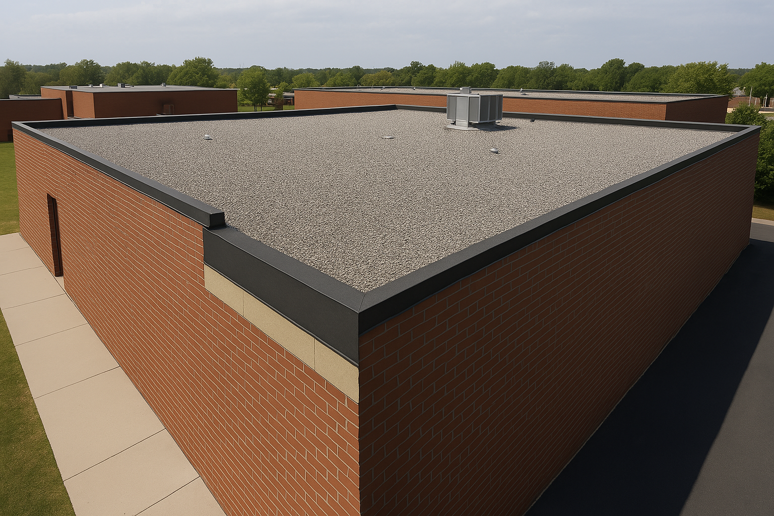 roof with a built-up roofing system